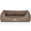 Knuffelwuff Orthopädisches Hundebett Columbia Aus Laser-gestepptem Kunstleder Stone Clay M-L