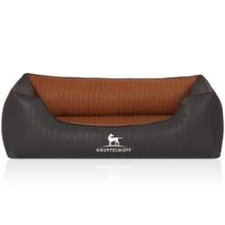 Knuffelwuff Orthopädisches Hundebett Rough Road Aus Laser-gestepptem Marmoriertem Kunstleder Rot/ Schwarz M-L