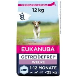 EUKANUBA Welpenfutter Getreidefrei Für Kleine Und Mittelgroße Rassen 2x12kg